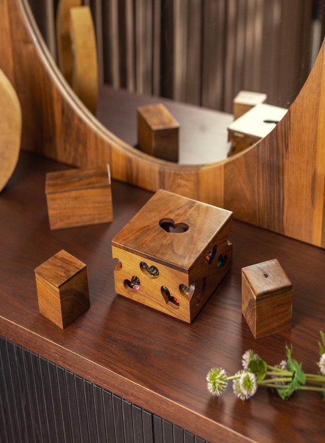 TILISMA Handmade Walnut Jewelry Box - Wooden Jewelry Organizer for Women - Jewelery Storage Box for Earrings, Necklaces, Bracelets - Birthday, Christmas, Valentines, Mothers Day Gifts for Women - Image 4